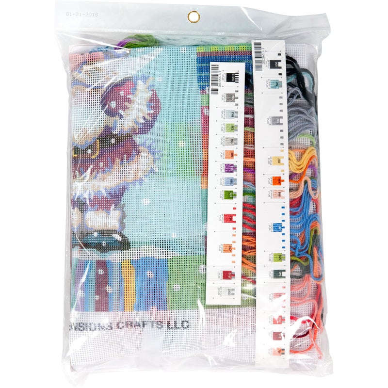 Dimensions Needlepoint Kit, Patterned Santa Claus Christmas Needlepoint, 14'' x 14'' - Image 2